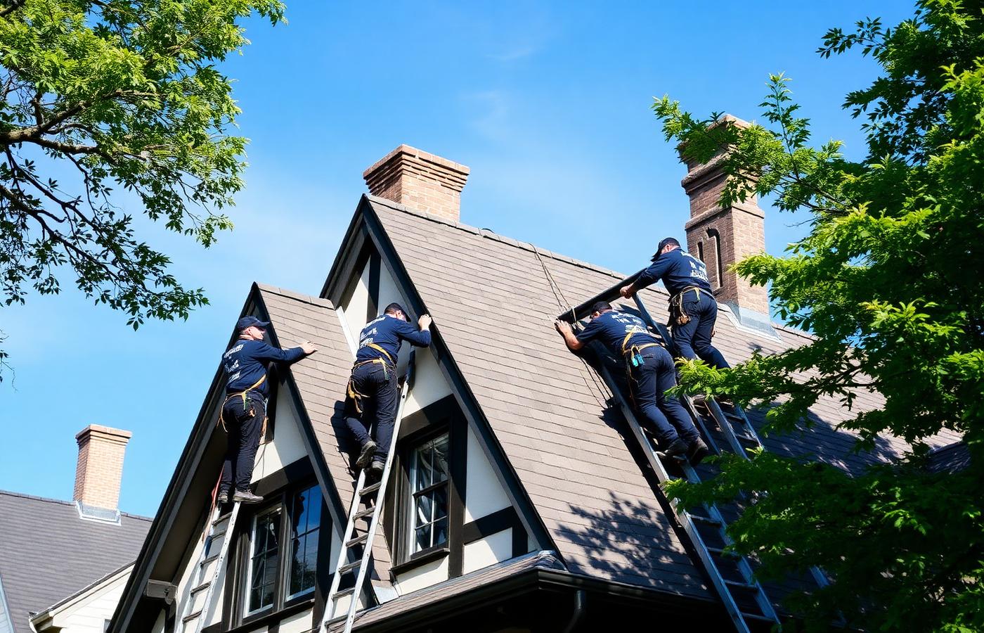 Roofing contractor installing architectural shingles on an Evanston home